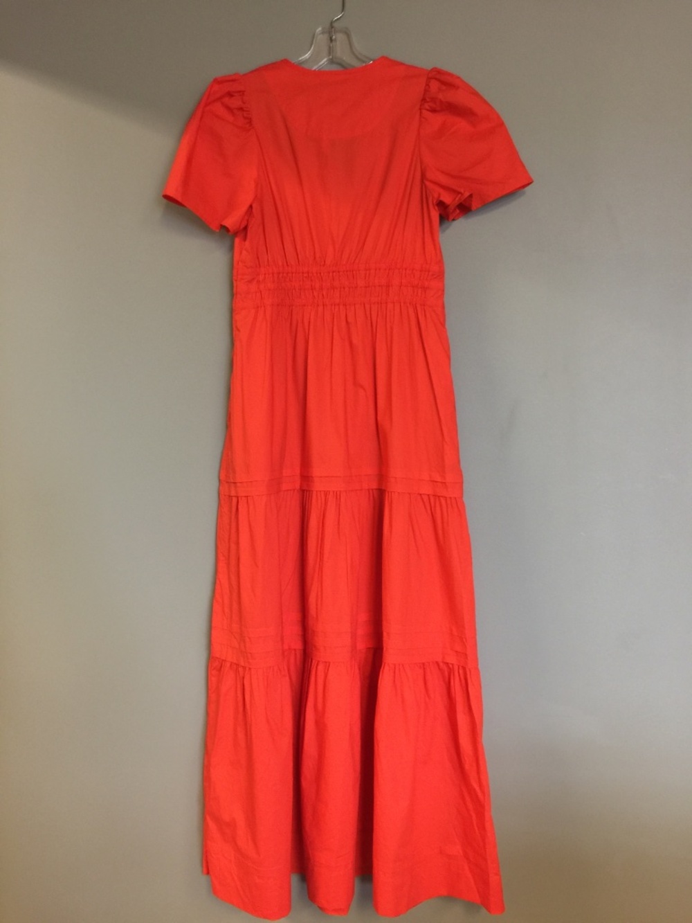 Women's Tiered Maxi Dress. 100% organic cotton in Vermillion Red. - Picture 5 of 6